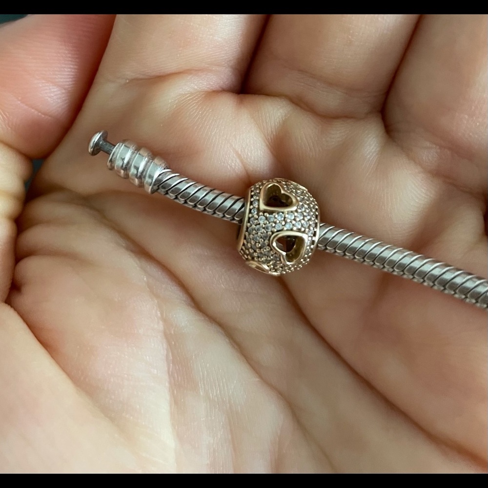 Authentic Pandora 14K Gold charm with CZ